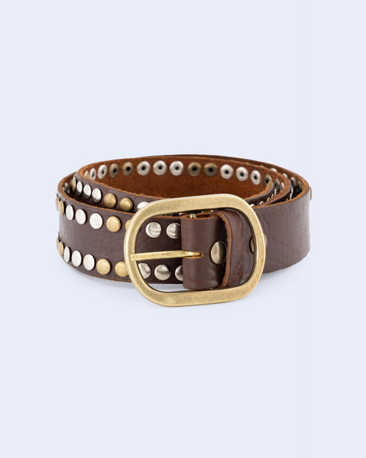 Brown Two-Tone Studded Belt