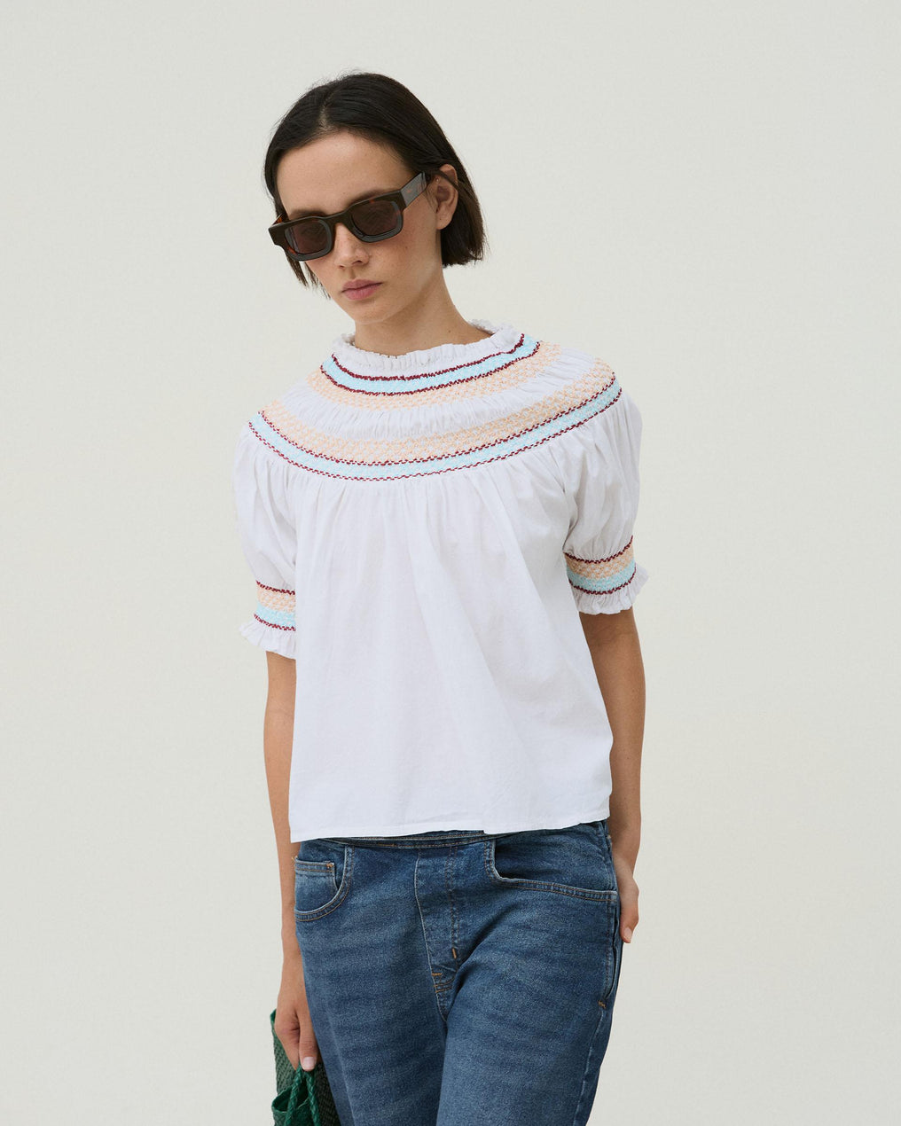 Blusa Gomas Bordados Blanca
