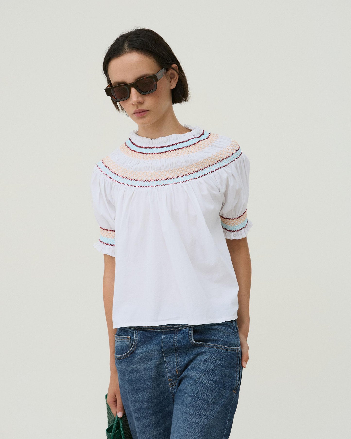 Blusa Gomas Bordados Blanca