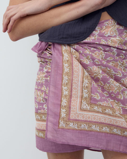 Pareo Estampado Flores Cenefa Rosa