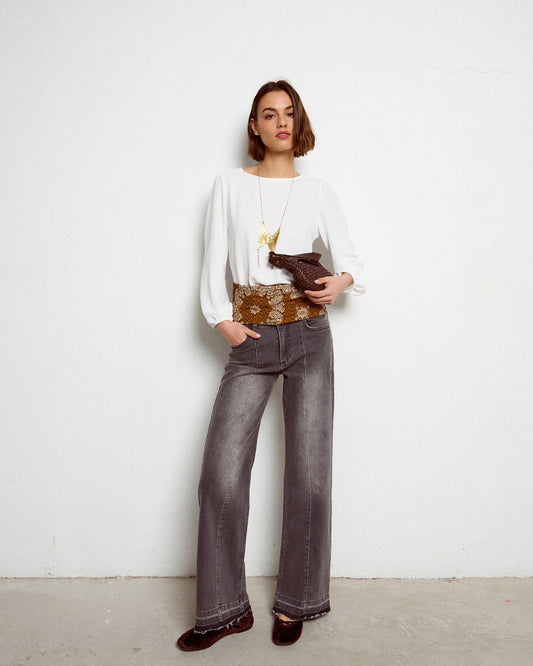 Jeans Costura Delantera Antracita