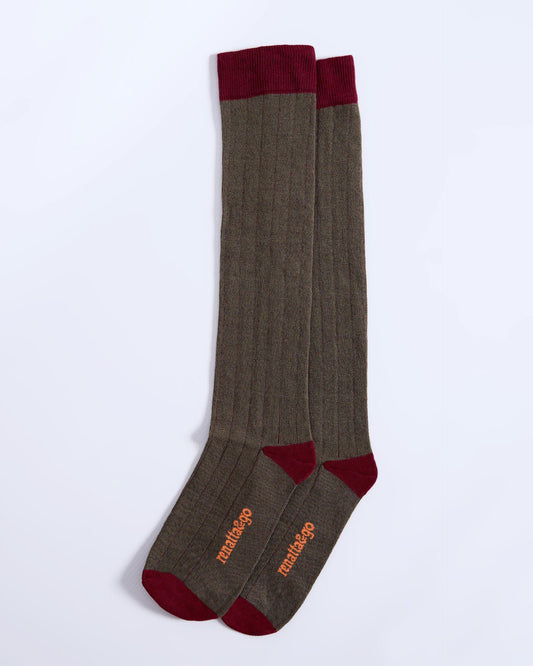 Dark Green Two-Tone High-Top Socks