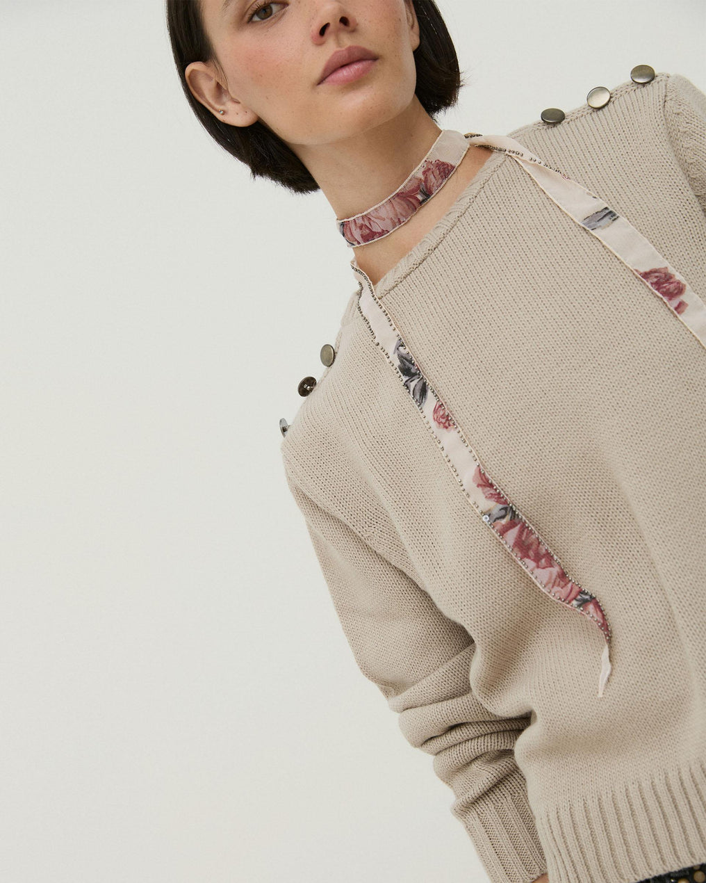 Collar Organza Estampado Rosa