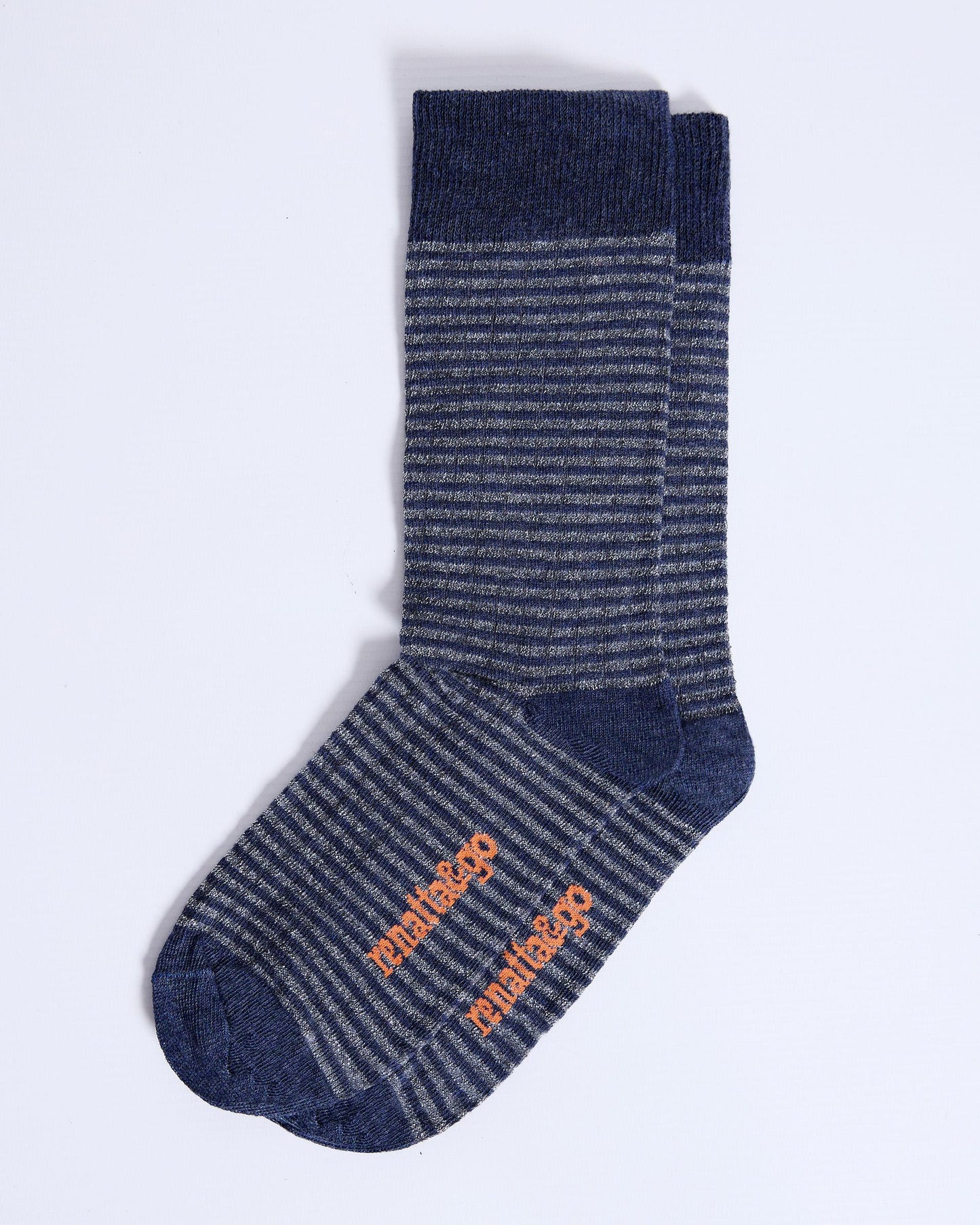 Dark Blue Lurex Striped Mid-Calf Socks