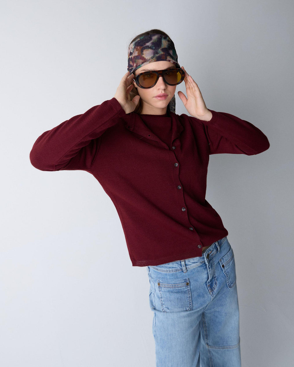 Fine Knit Jacket in Burgundy