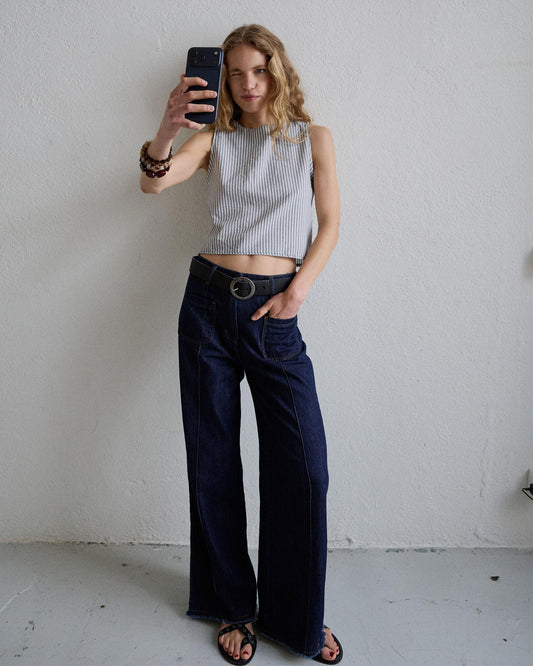 Two-Tone Grey Striped Top