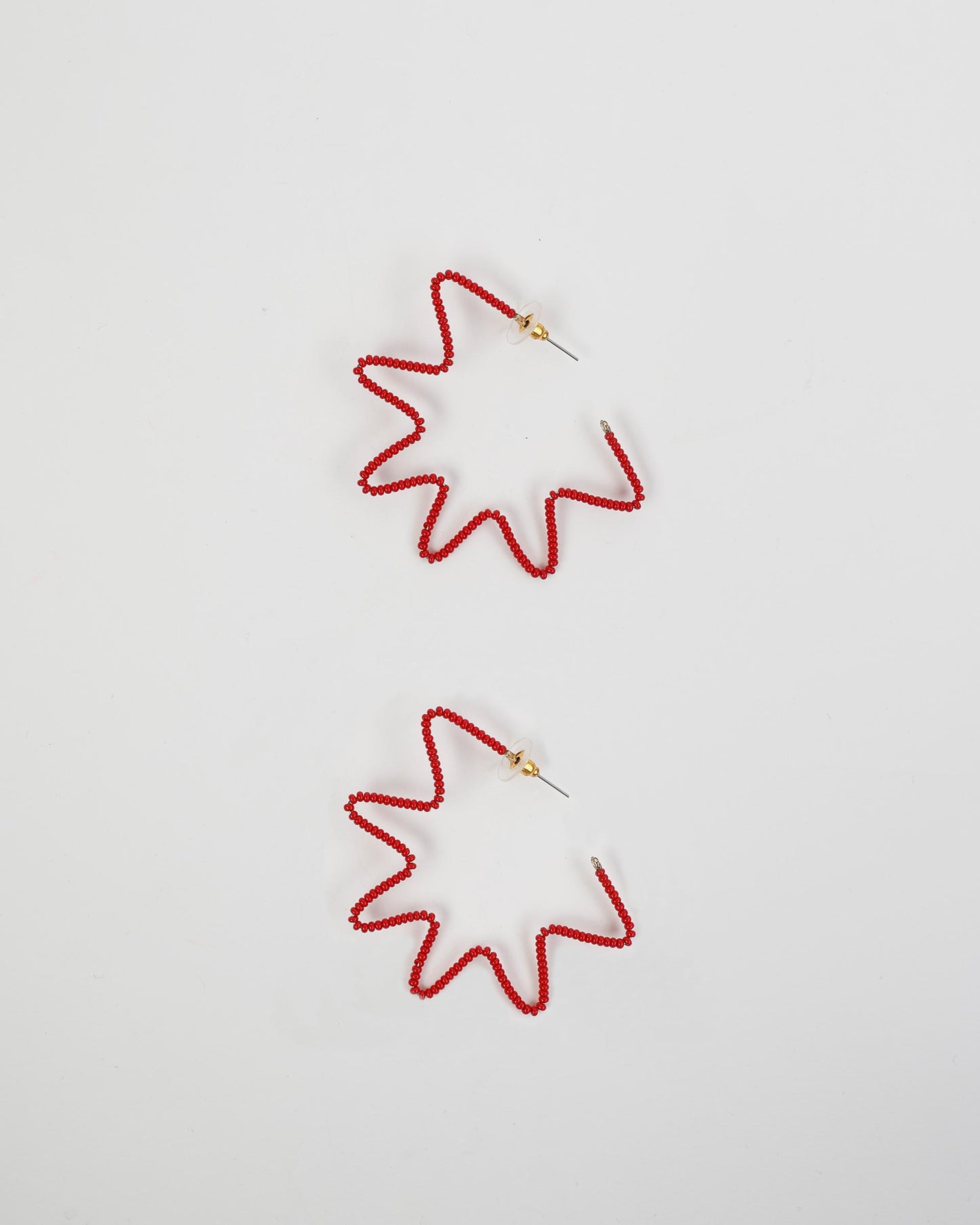 Red Half Star Earrings