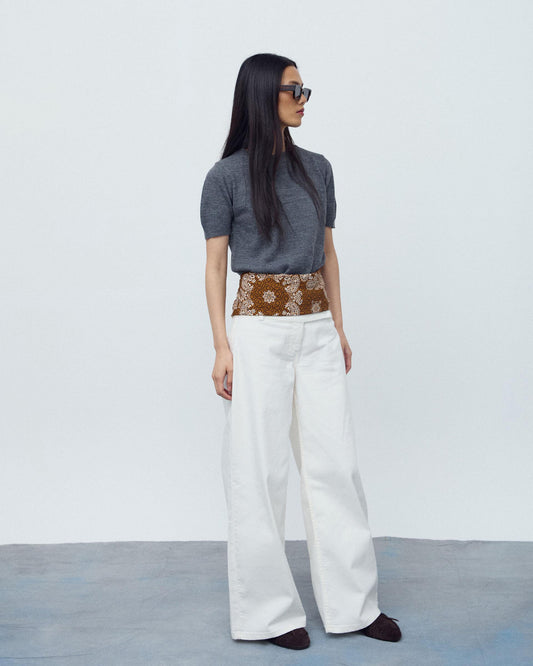 Top Punto Fino Manga Corta Gris