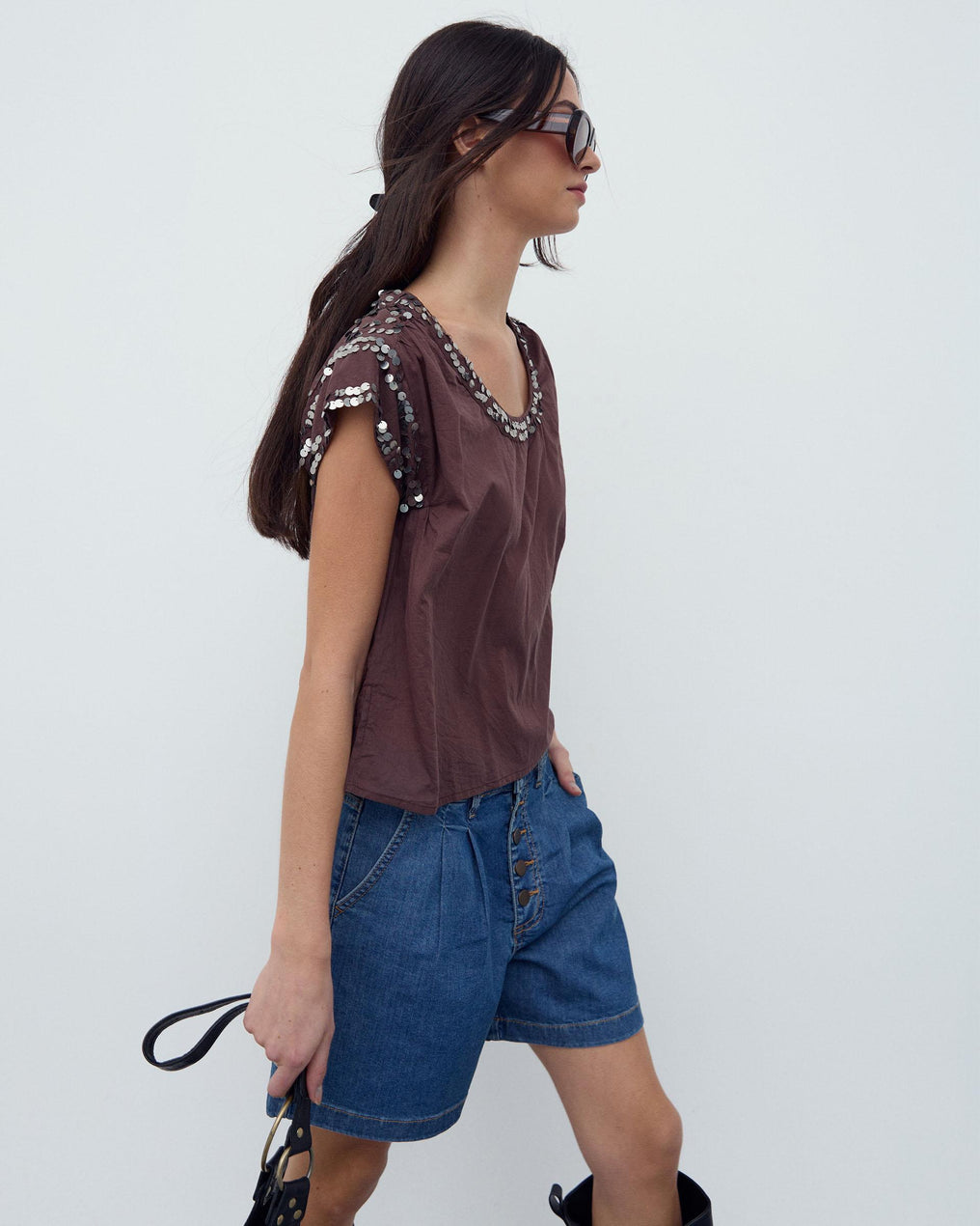 Blusa Lantejoulas Castanho