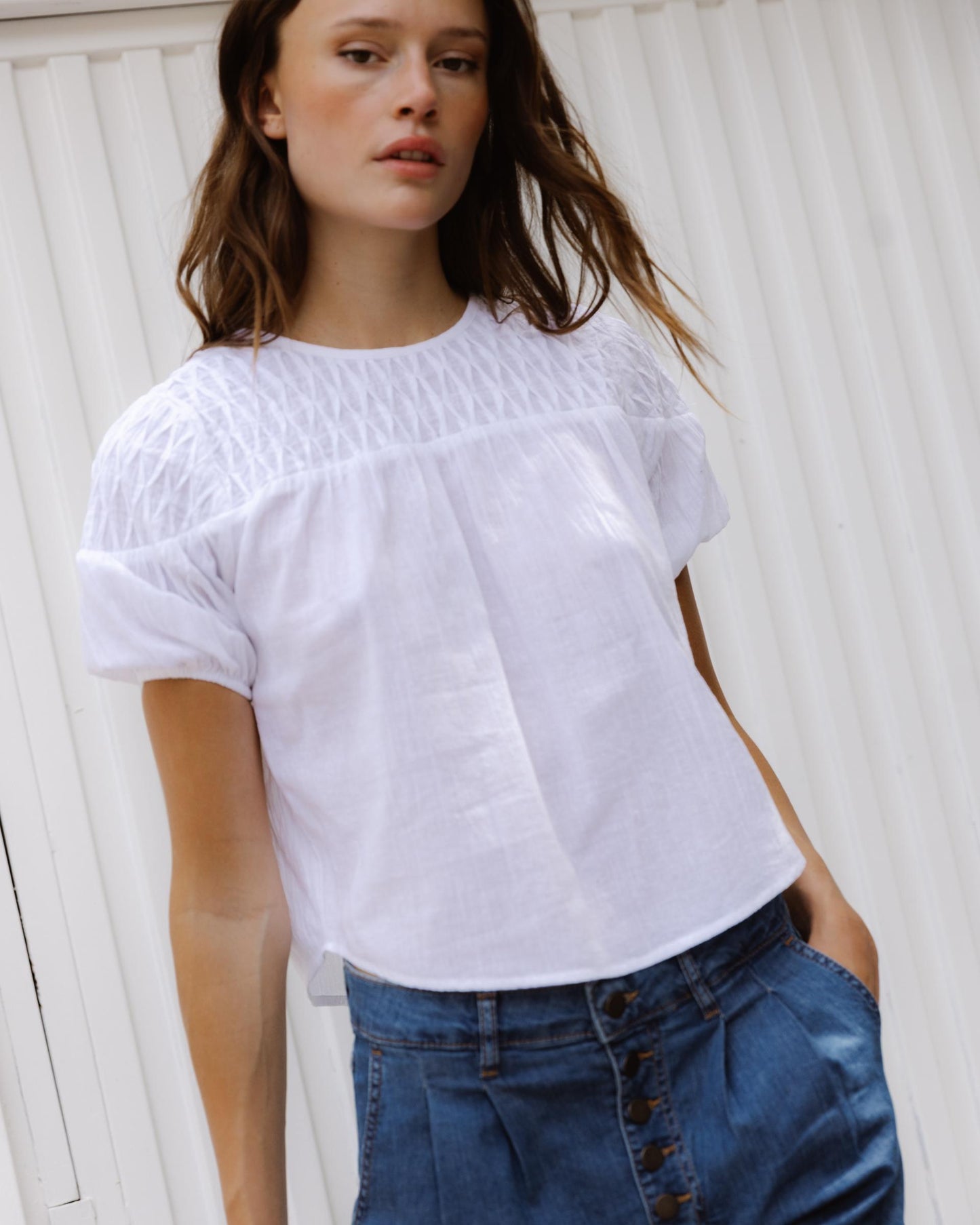 White Yoke Detail Blouse