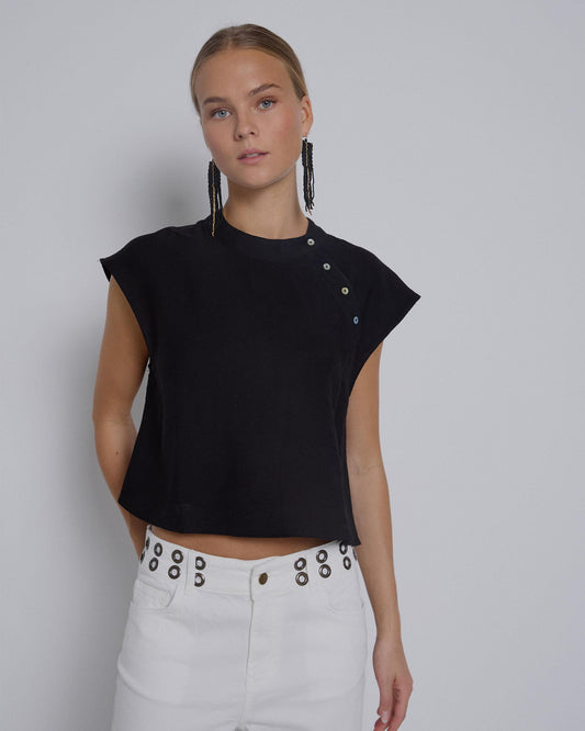 Blusa Botones Laterales Negro