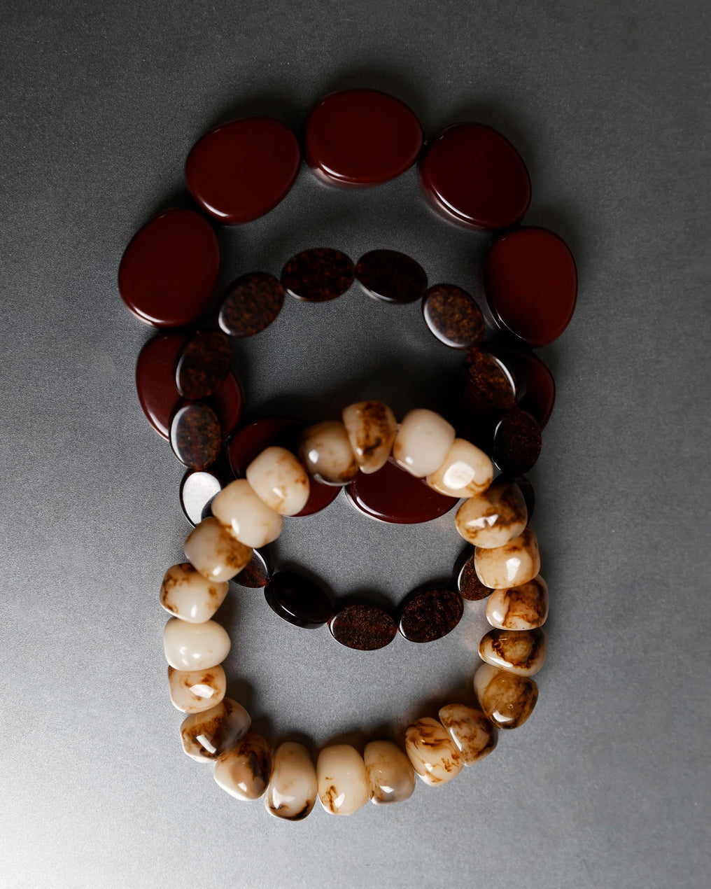 Pack Pulseras Bolitas Granate