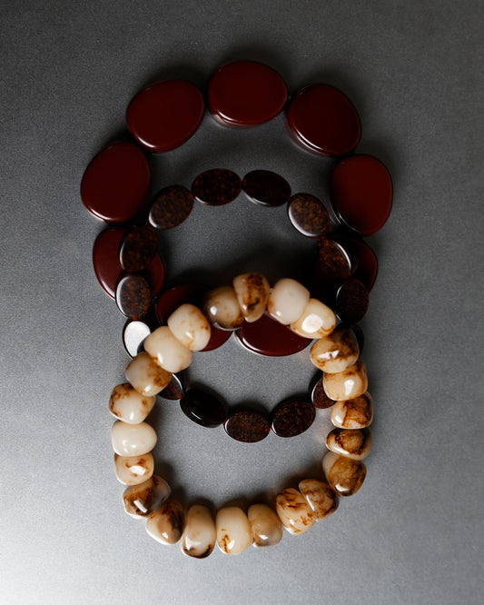 Pack Pulseras Bolitas Granate