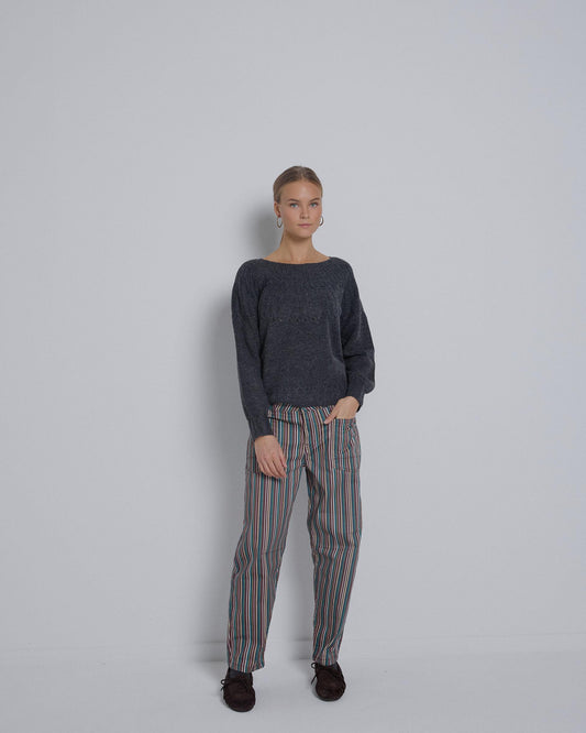 Purple Striped Jeans Purple