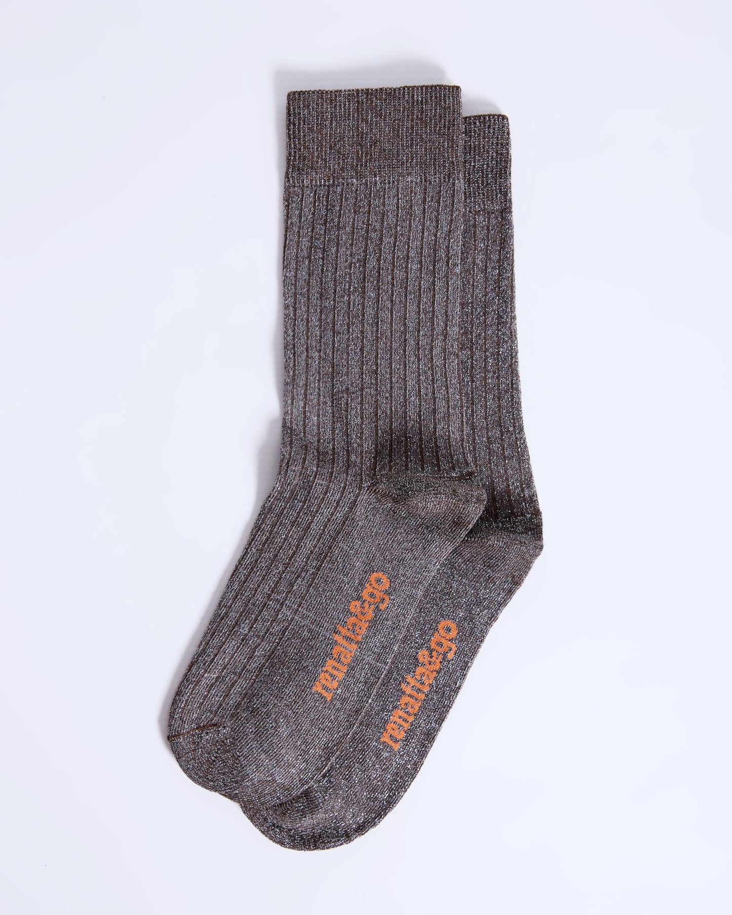 Brown Lurex Mid-Calf Socks