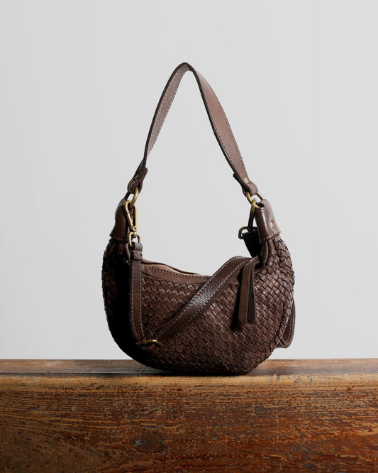 Bolso Piel Trenzada Hombro Marrón