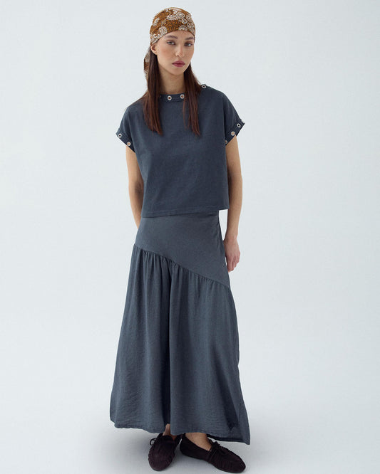 Falda Canesú Asimétrico Antracita