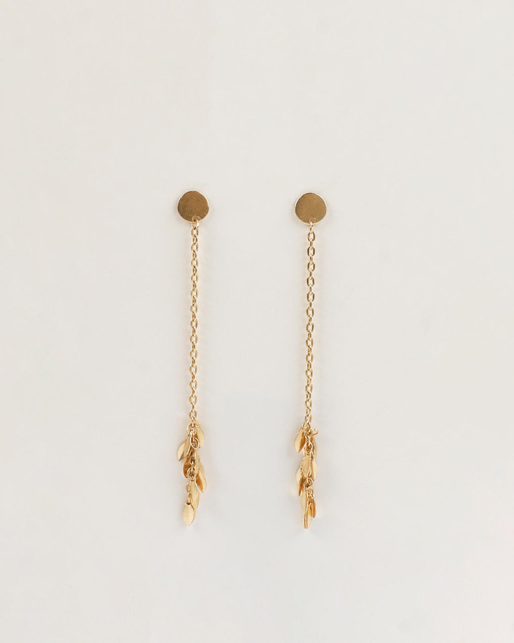 Pendientes Cadenas Hojas Oro