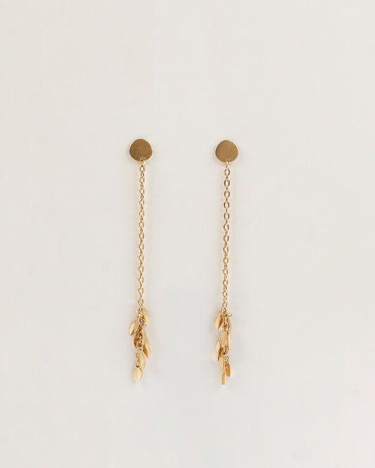 Earrings Chains Leaves Gold