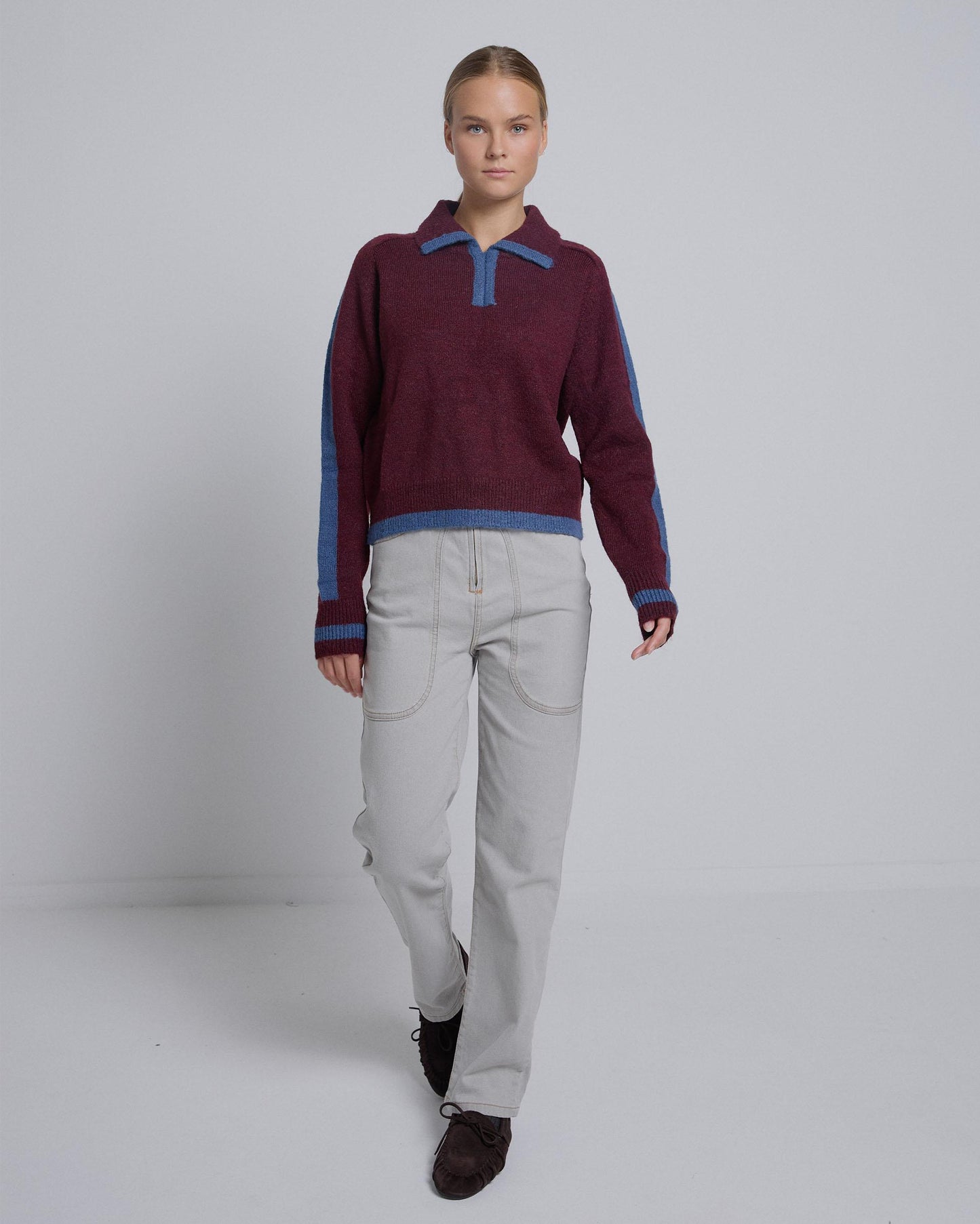 Gray Hook Closure Jeans