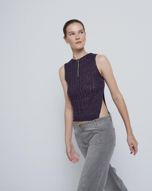 Top Canale Sin Mangas Morado