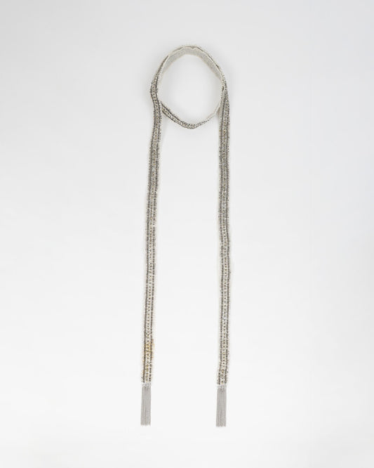 Organza Necklace with Silver Beads