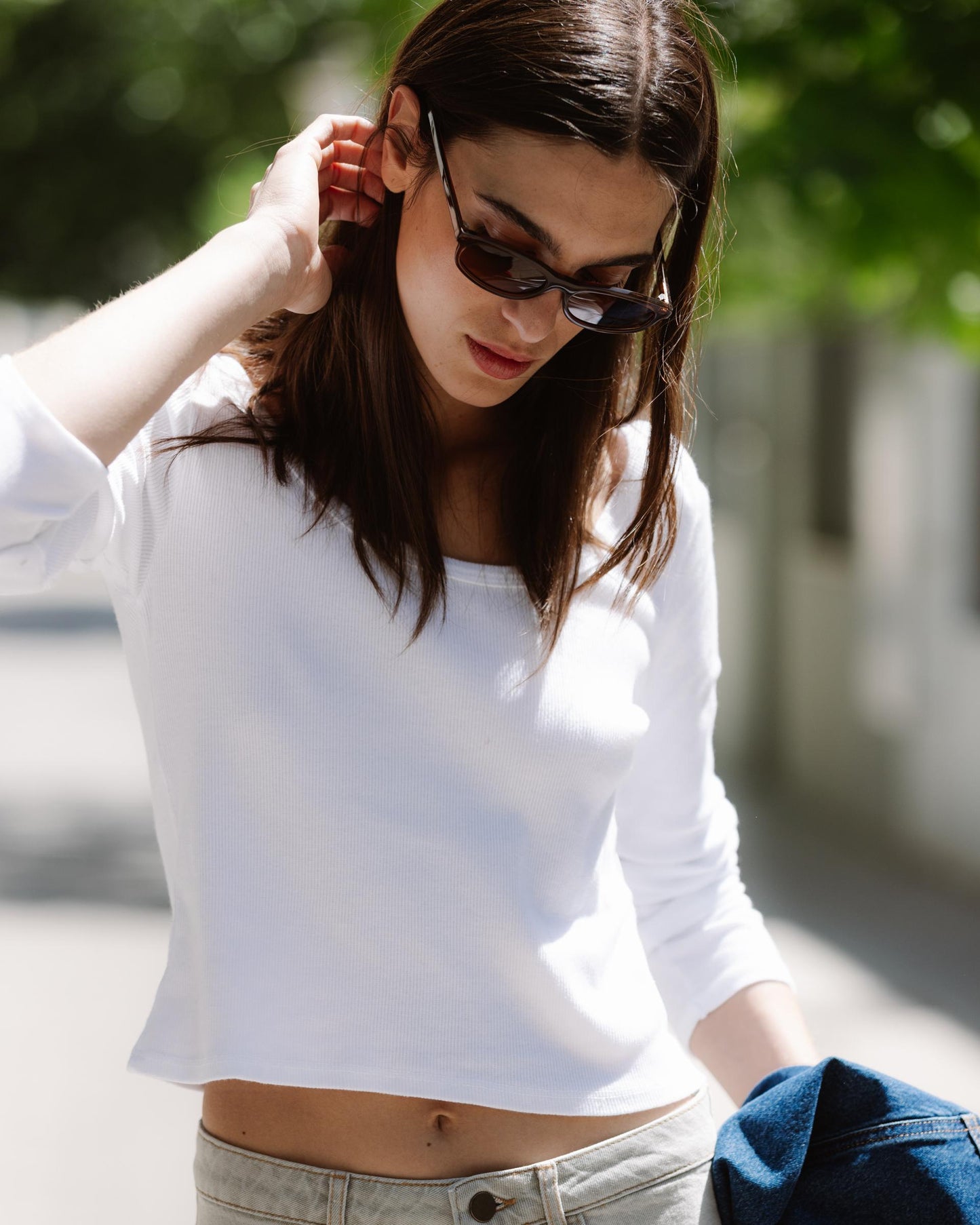 T-shirt Rib Décolleté Rond Blanc