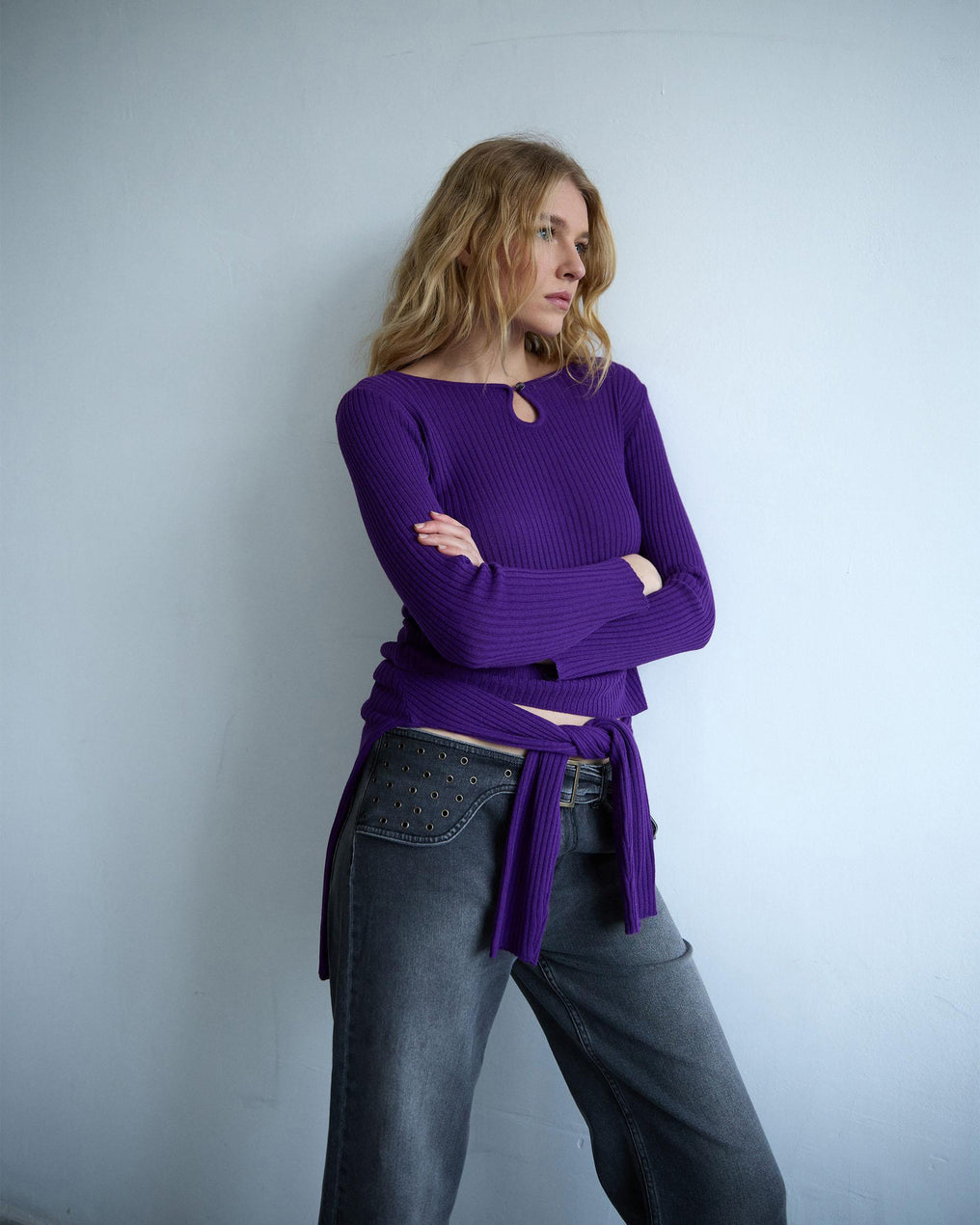 Top Punto Escote Lágrima Morado