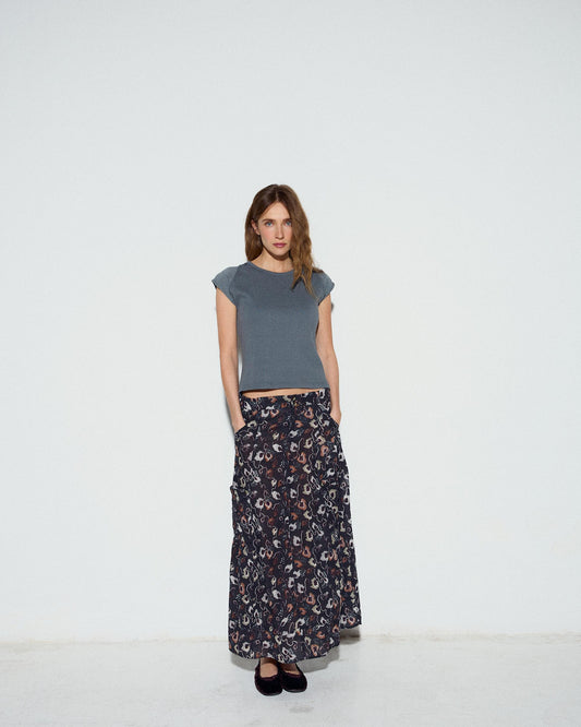 Falda Bolsillos Cargo Estampado Floral Antracita