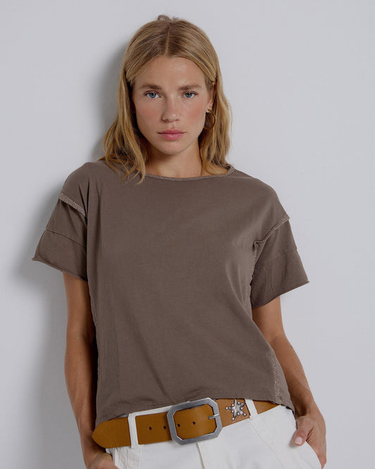 Camiseta Nervios Lurex Taupe