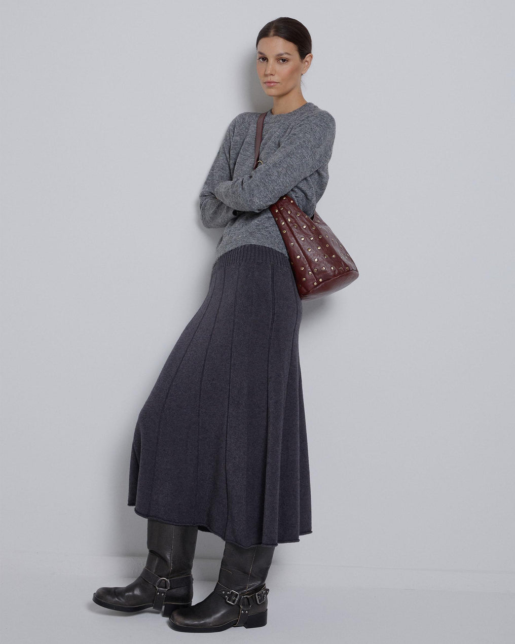 Falda Punto Tablas Antracita