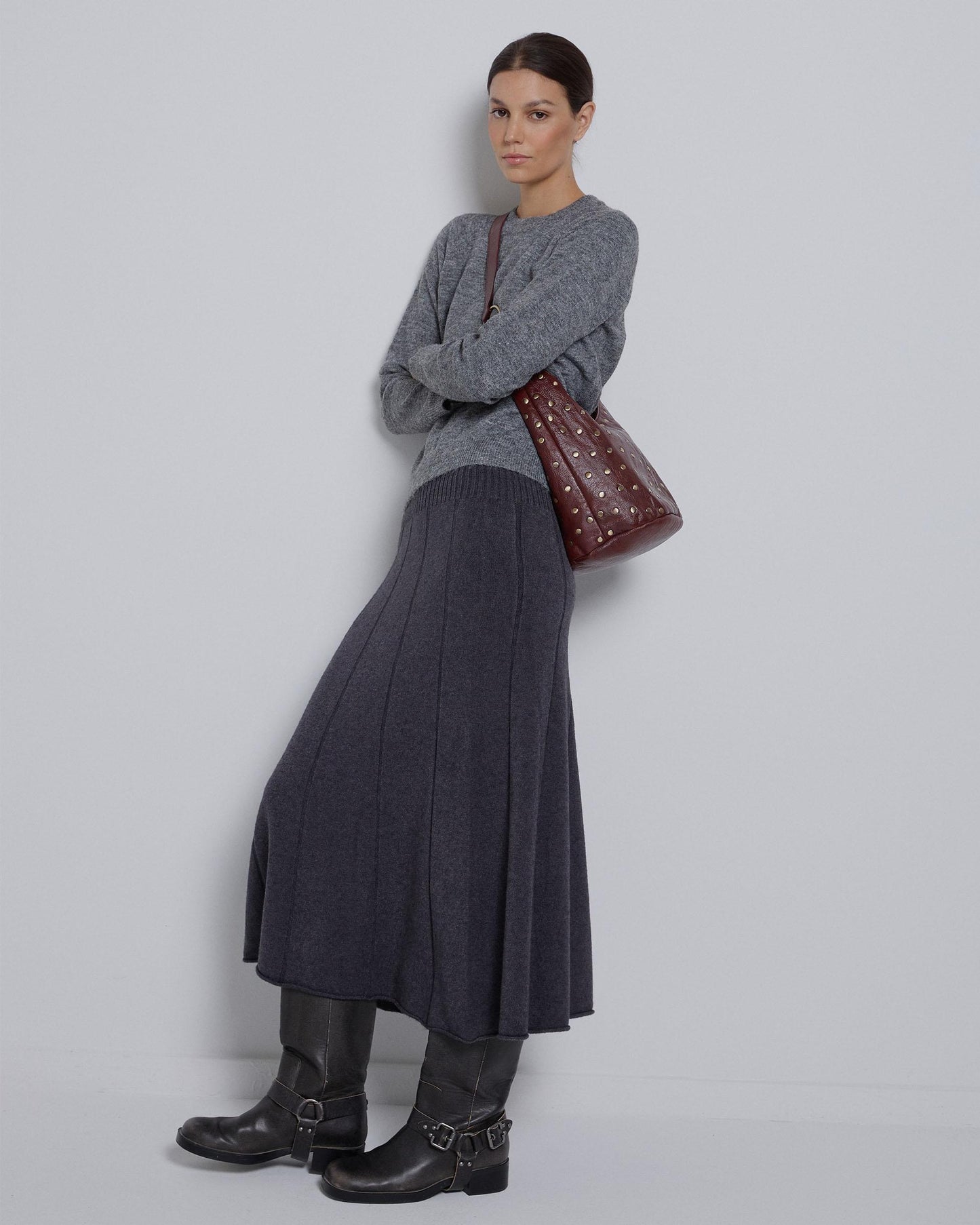 Falda Punto Tablas Antracita