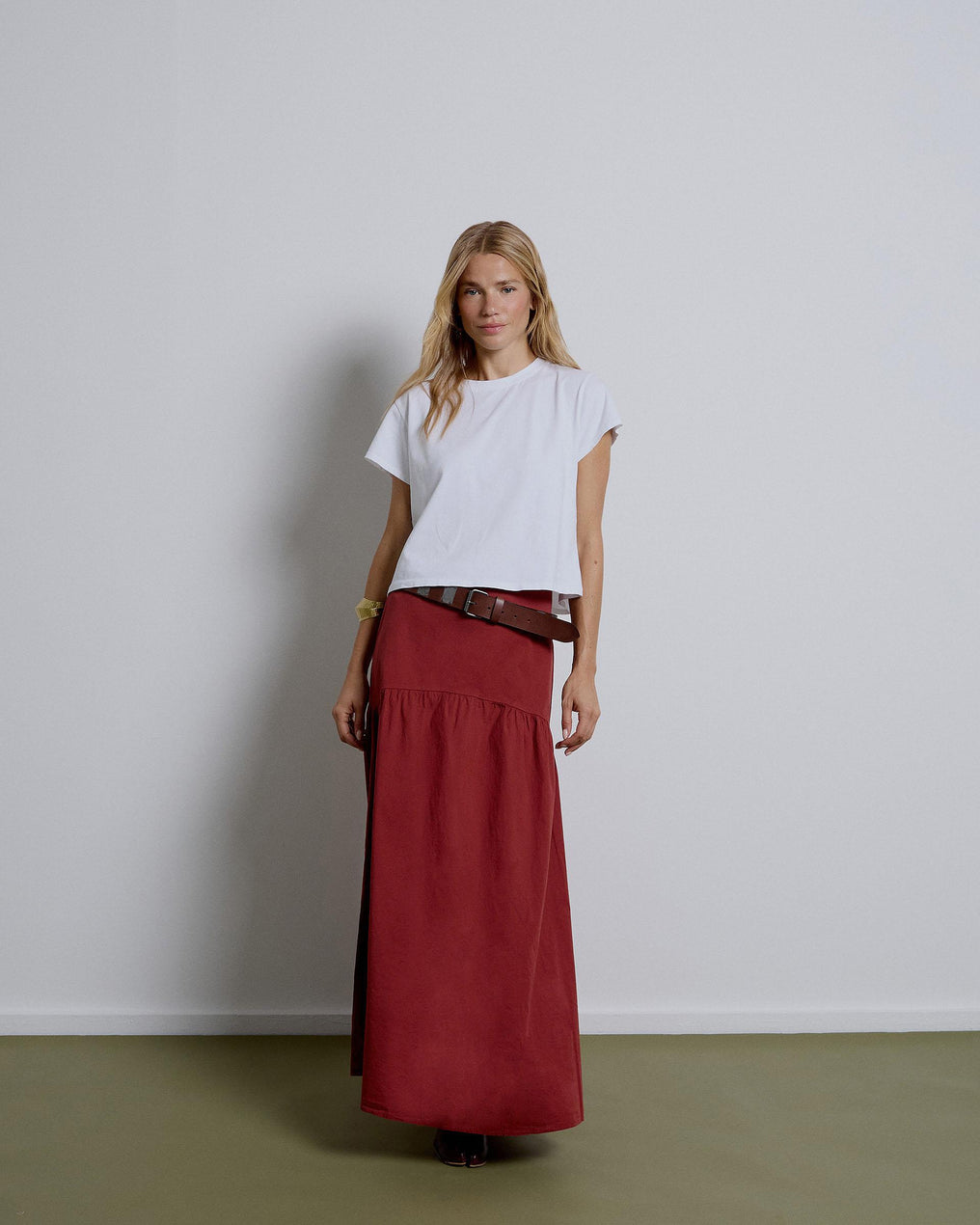 Long Skirt with Tile Yoke