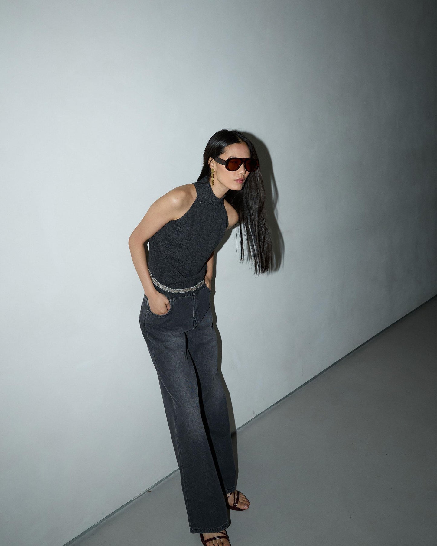 Anthracite Knit Halter Top