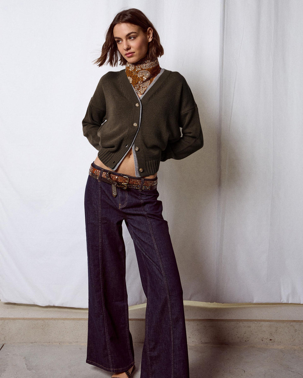 Chaqueta Contrastes Bicolor Kaki