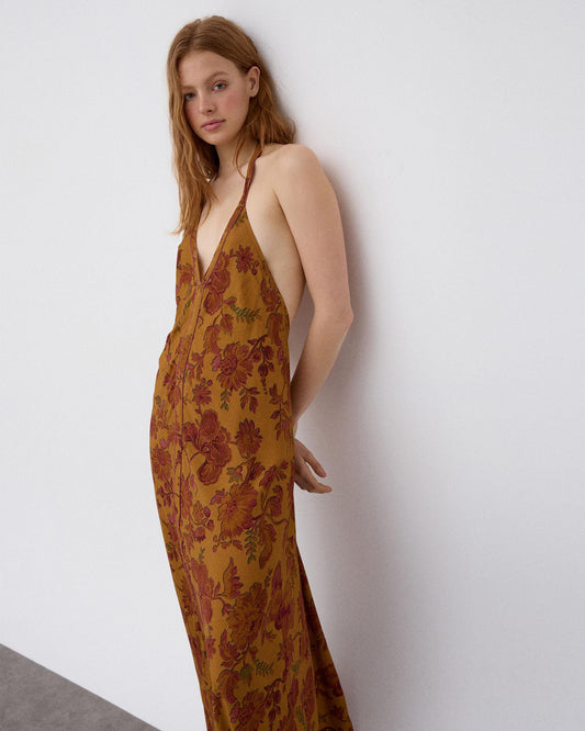 Vestido Halter Estampado Floral Multicolor