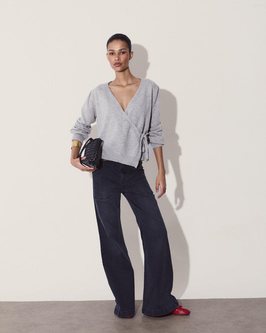 Jeans Botones Campana Negro