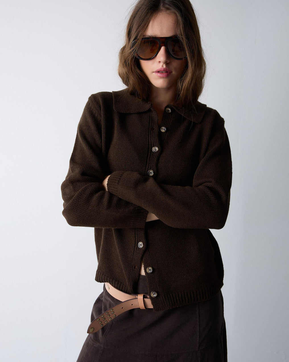 Brown Polo Collar Jacket