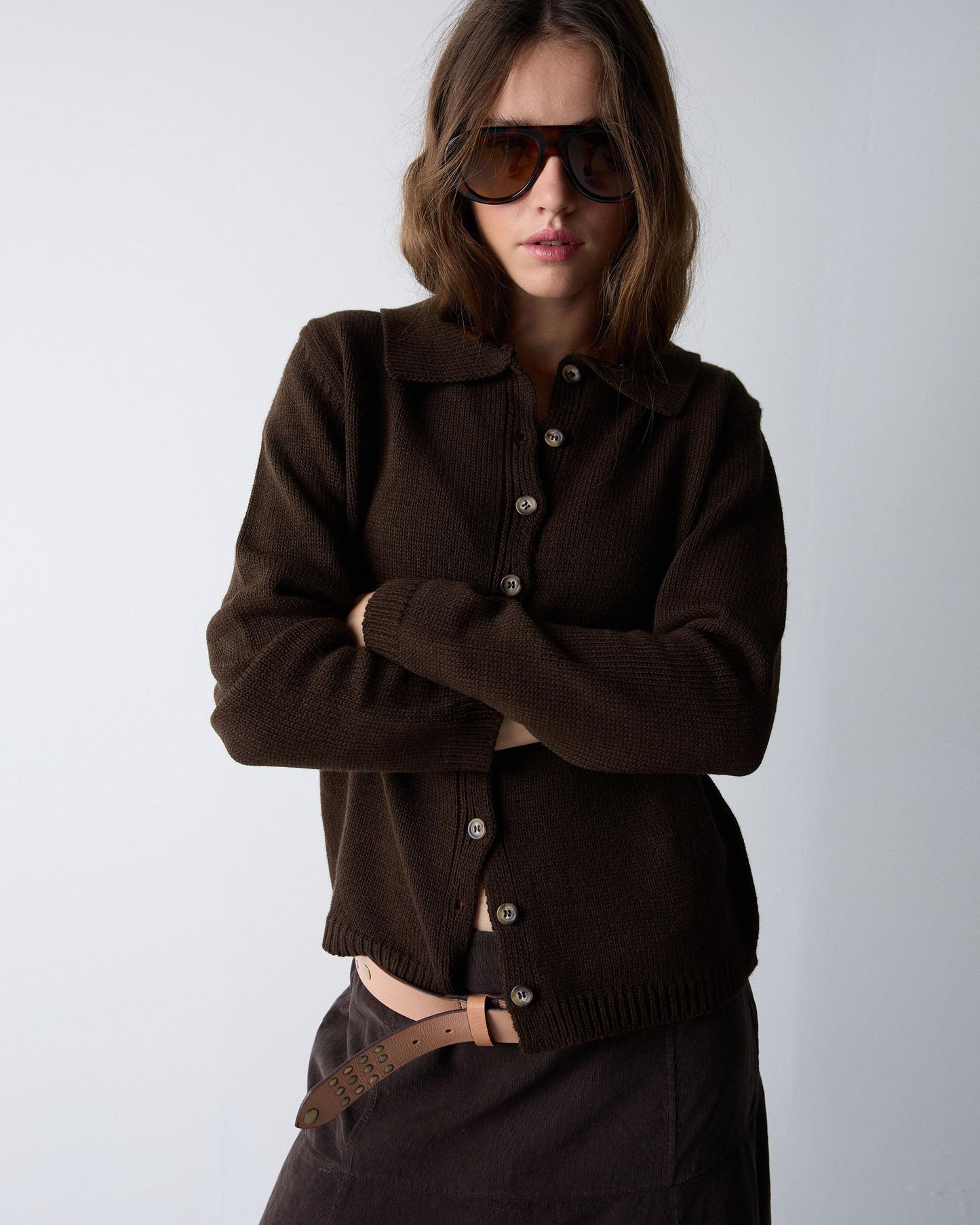 Brown Polo Collar Jacket