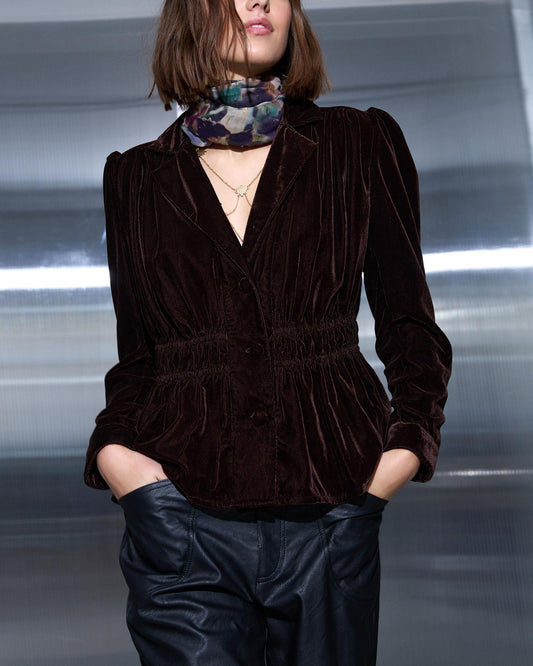Chaqueta Terciopelo Frunces Marrón