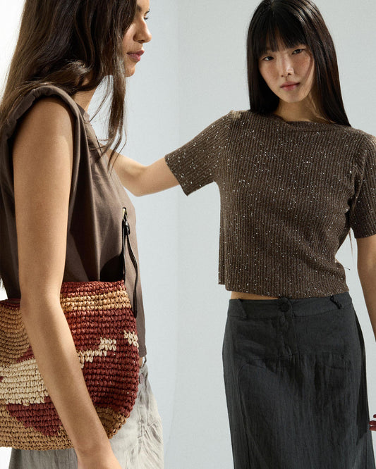 Falda Larga Lino Costura Antracita