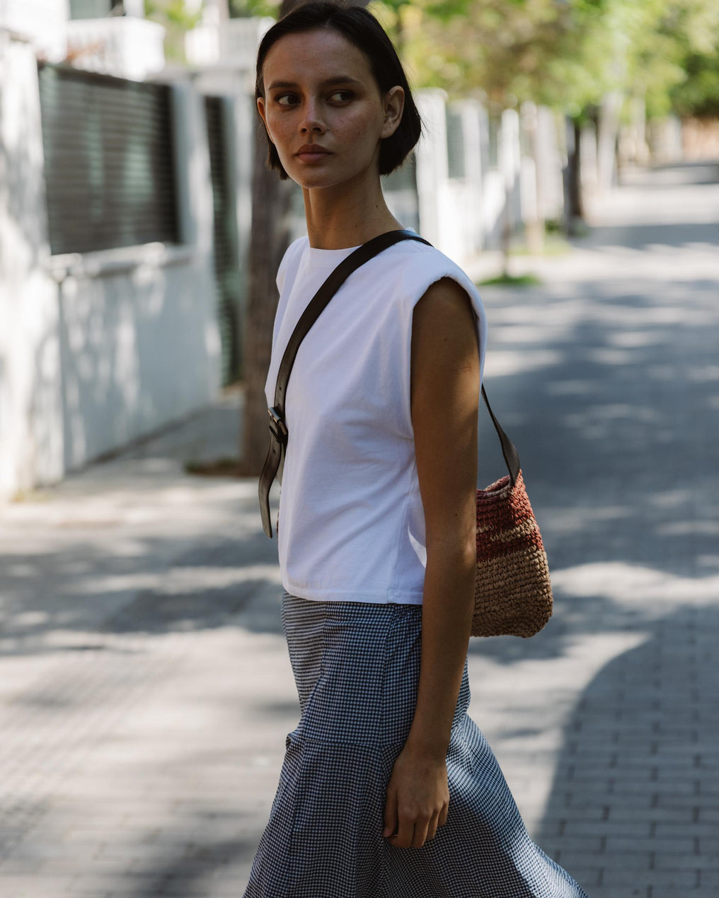 Falda Canesú Cuadros Vichy Azul Oscuro