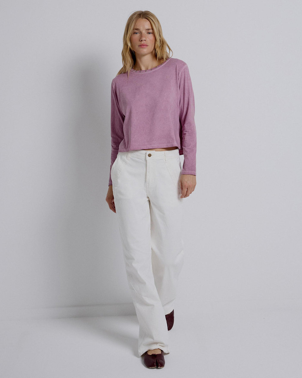 White Double Pocket Seam Jeans