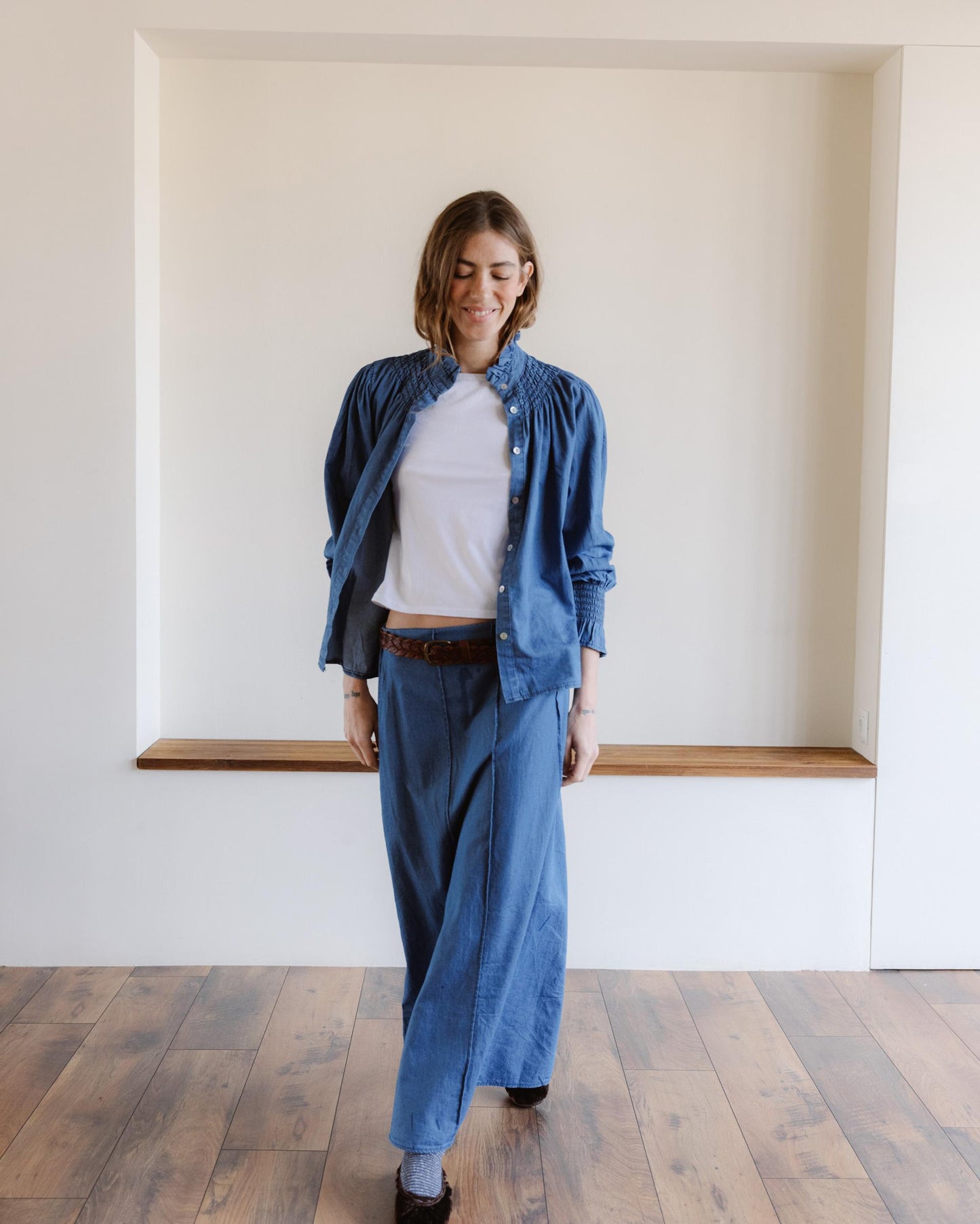 Falda Costuras Tipo Denim Azul Jeans