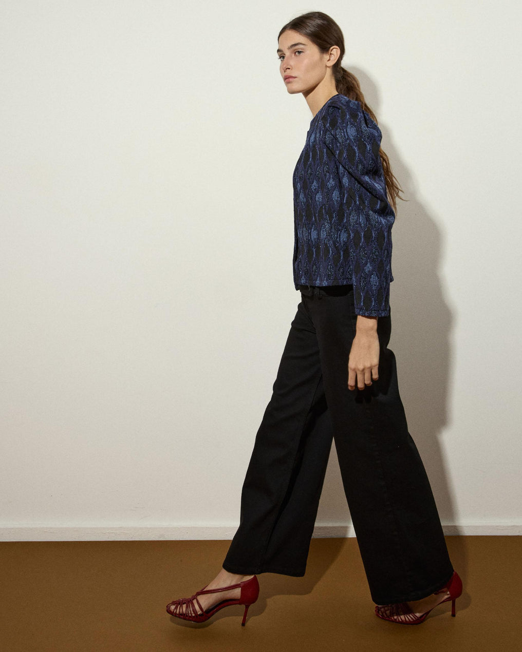 Chaqueta Manga Abullonada Lurex Azul Oscuro