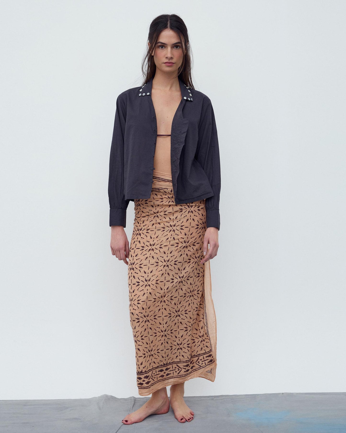 Pareo Estampado Hojas Cenefa Salmon