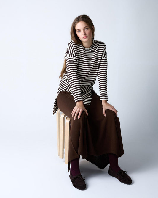 Brown Nerve Knit Skirt