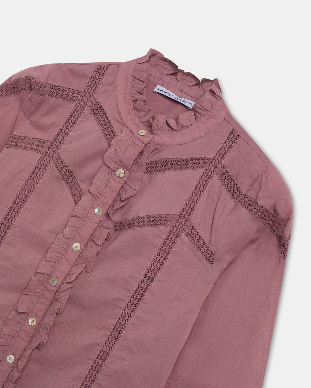 Blouse Dentelle Volant Avant Rose
