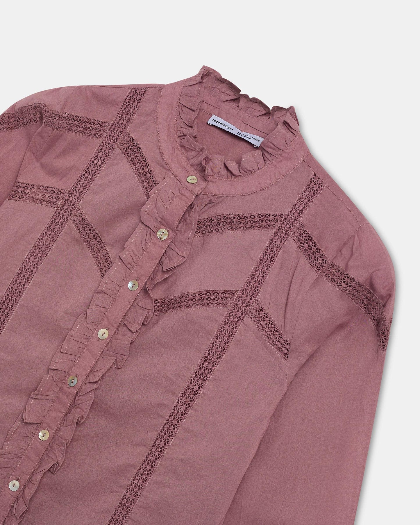 Blouse Dentelle Volant Avant Rose