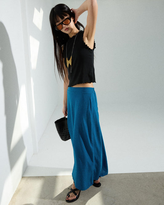 Falda Larga Recta Azul